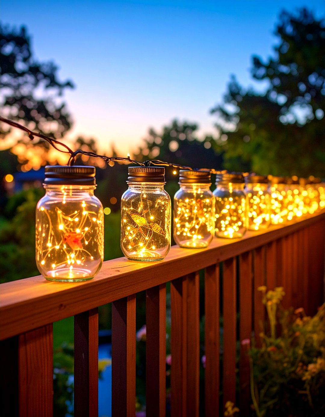 Firefly Jar Deck Lighting Brings Whimsy - 20 Deck Lighting Ideas