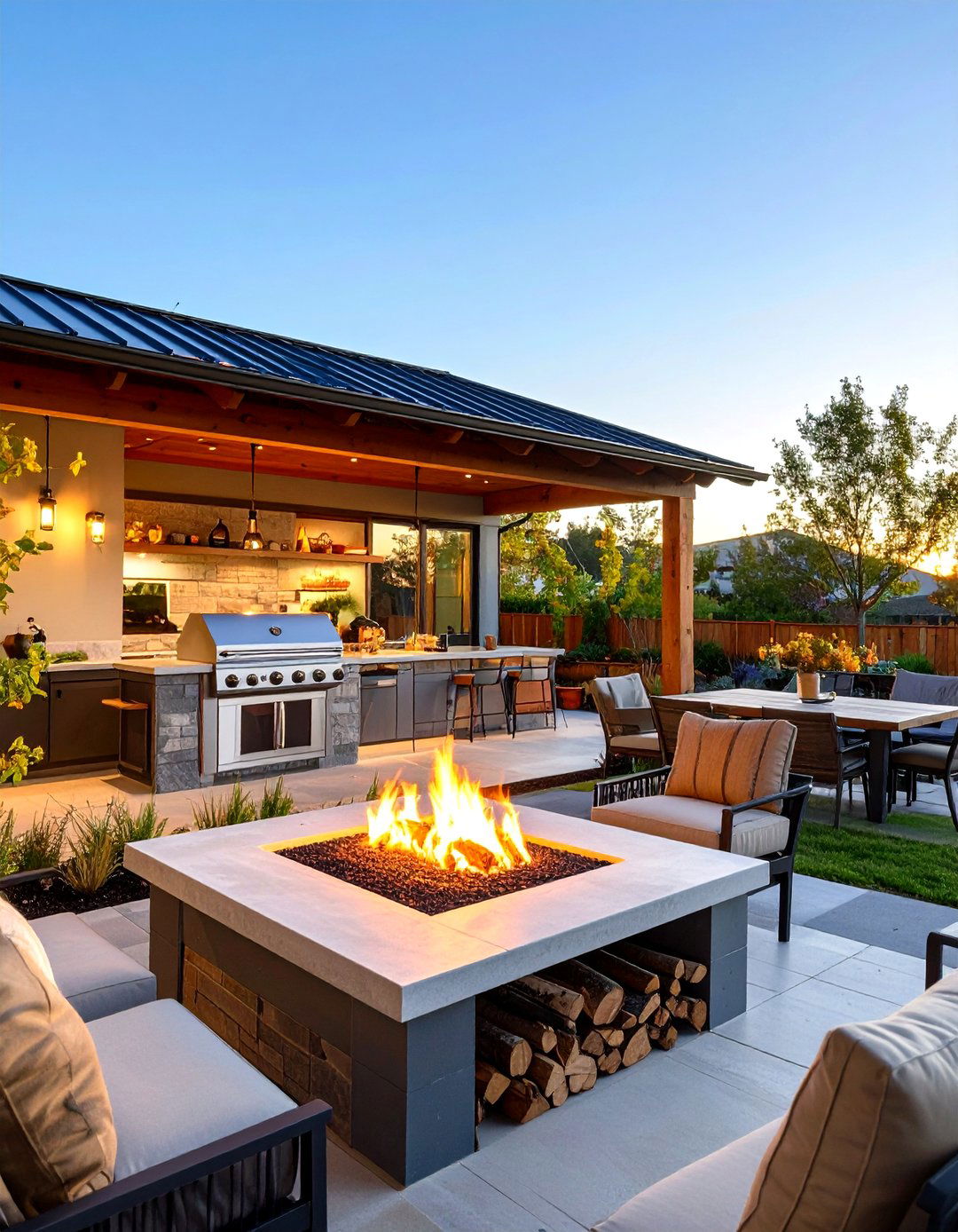 Firepit Combination - 20 Small Outdoor Kitchen Ideas