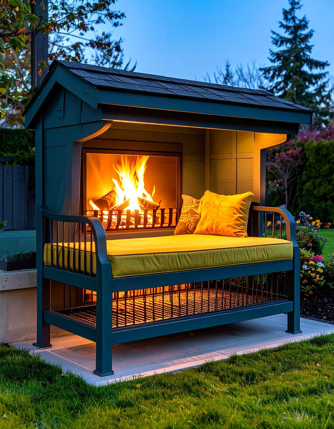 Fireplace Bench with Integrated Pet Nook - 20 Fireplace Bench Ideas