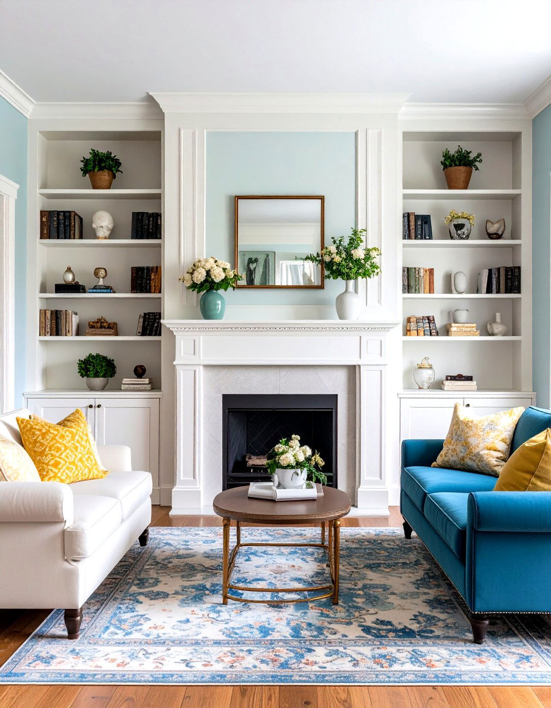 Fireplace Flanking Living Room Bookshelf Symmetry - 20 Living Room Bookshelf Ideas