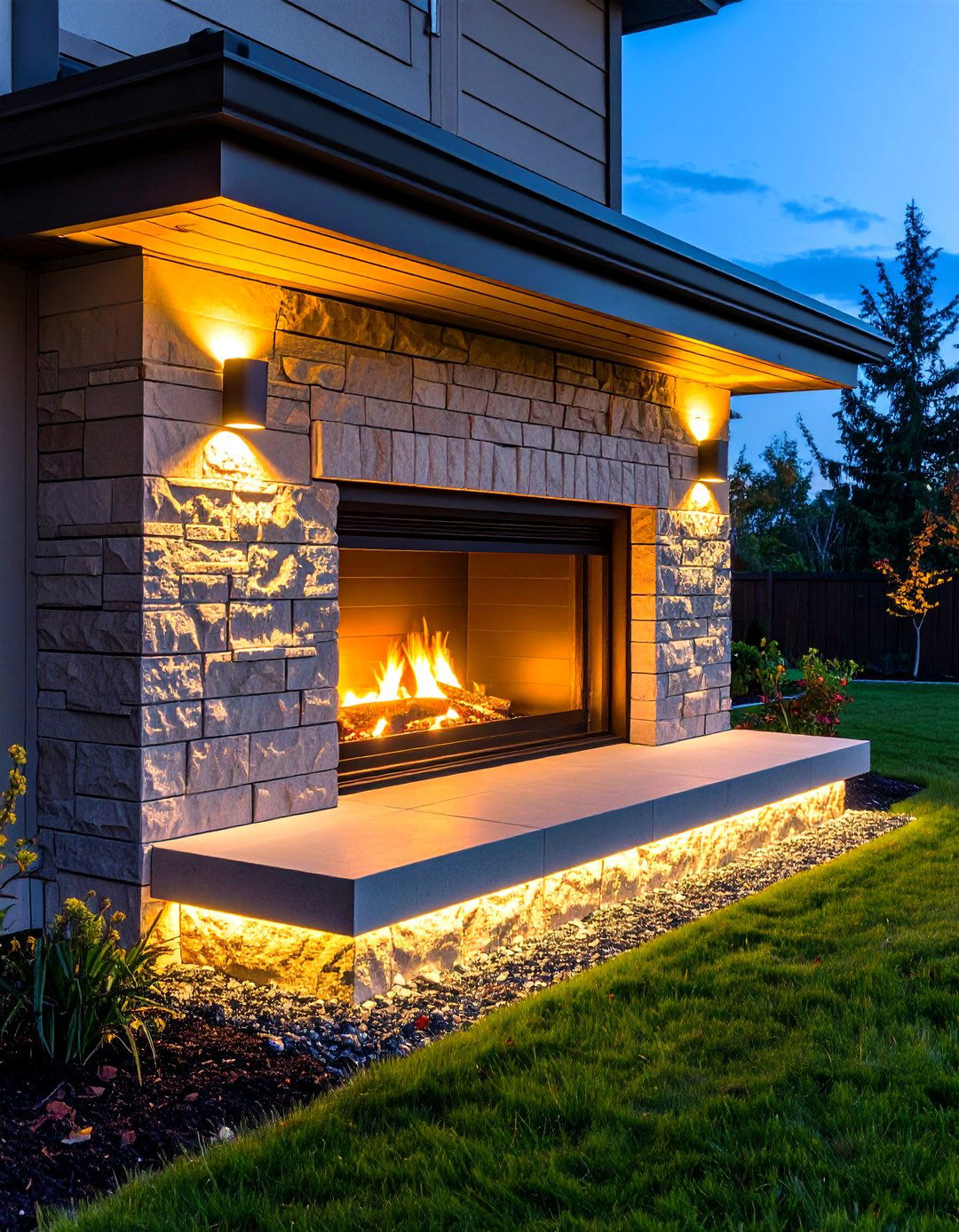Fireplace Hearth Step Lights for Safe Warmth - 20 Fireplace Lighting Ideas