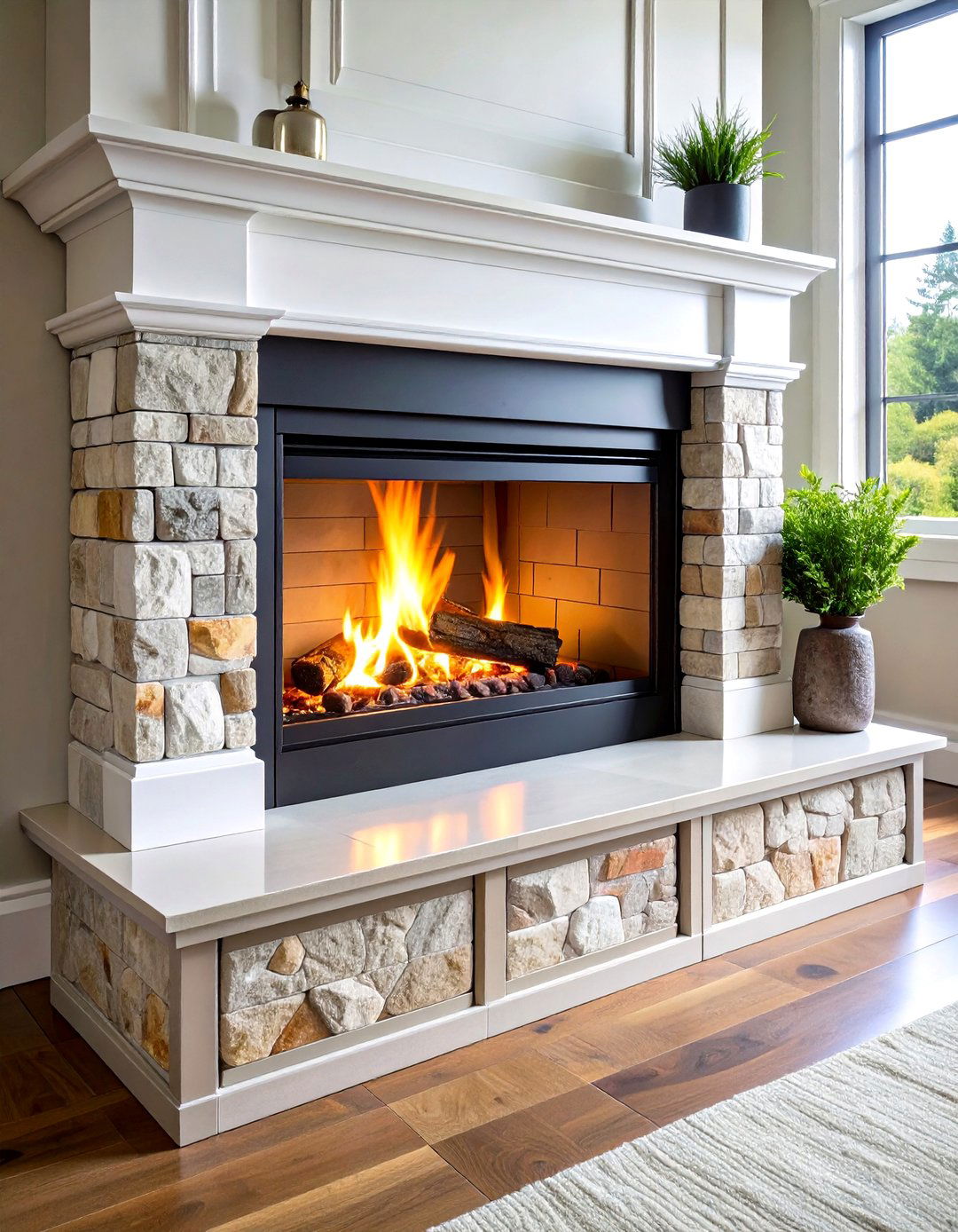 Fireplace Hearth with Hidden Storage Drawers - 20 Fireplace Hearth Ideas