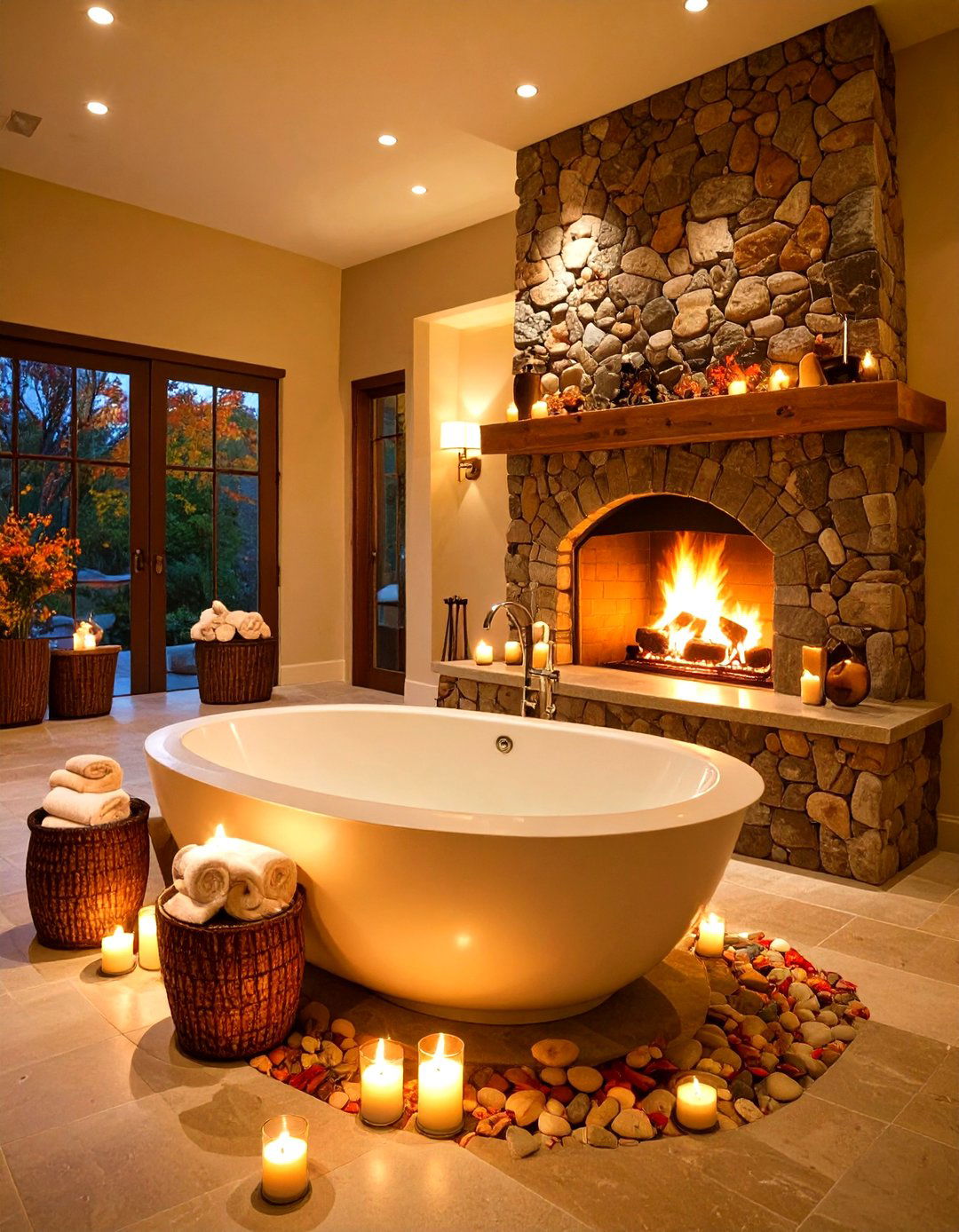 Fireplace Romantic Bathroom Sanctuary - 20 Romantic Bathroom Ideas