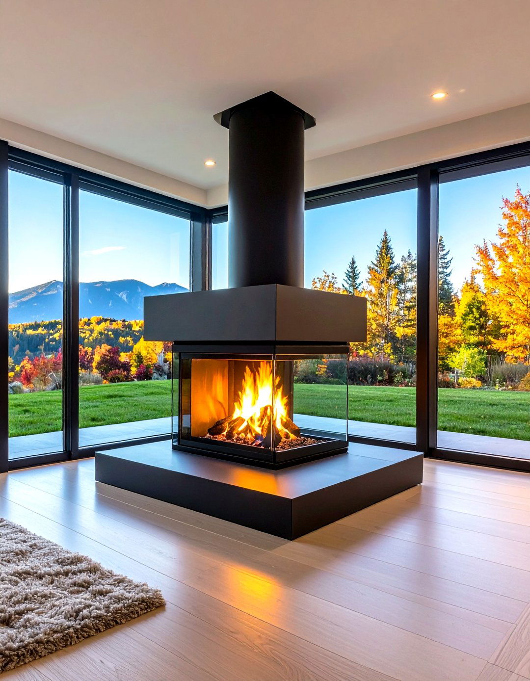 Fireplace as Room Divider - 20 Fireplace Ideas