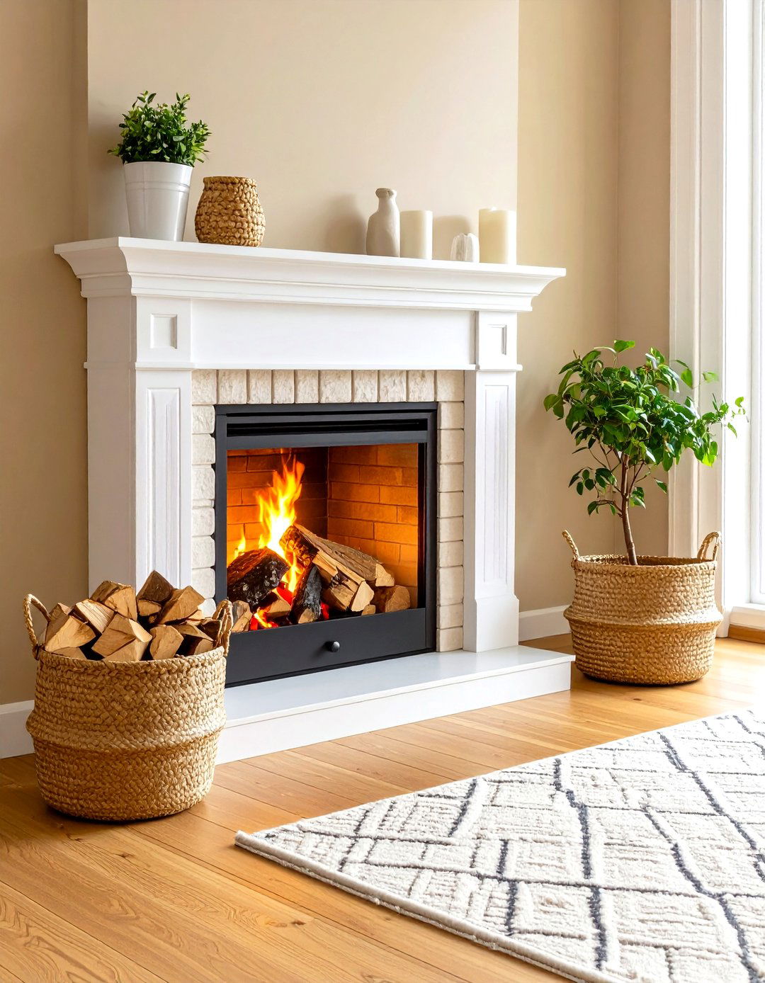 Fireplace with Built In Wood Storage - 20 Scandinavian Fireplace Ideas