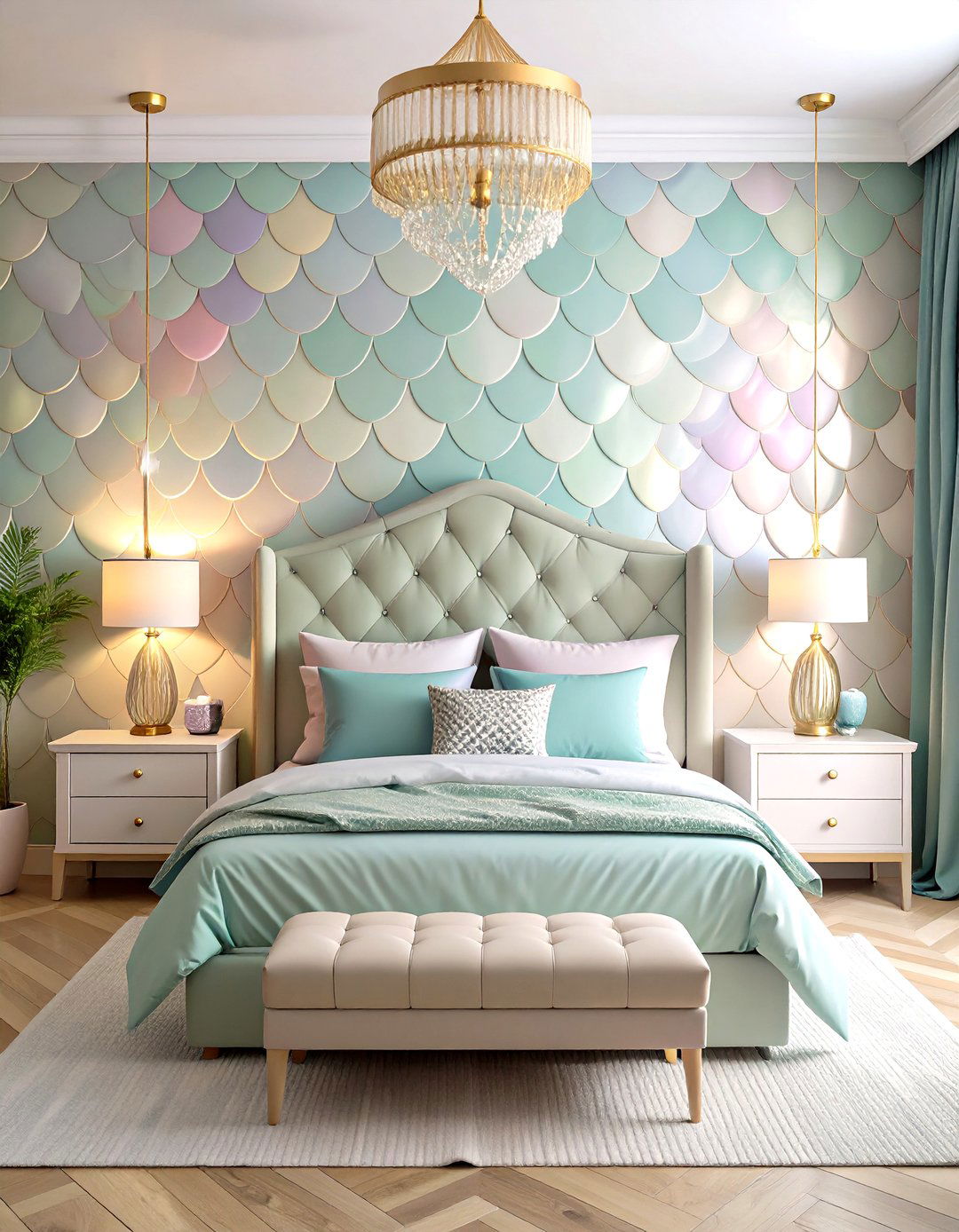 Fish Scale Wallpaper - 20 Underwater Mermaid Bedroom Ideas
