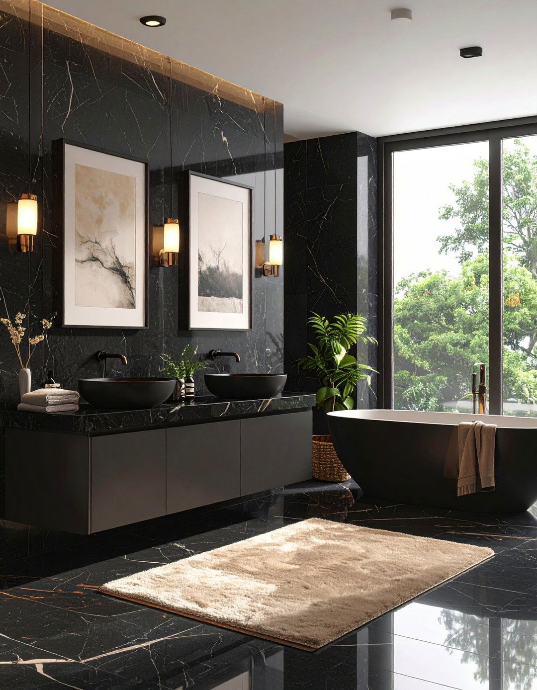 Five Star Hotel Suite Inspiration - 20 Black Marble Bathrooms