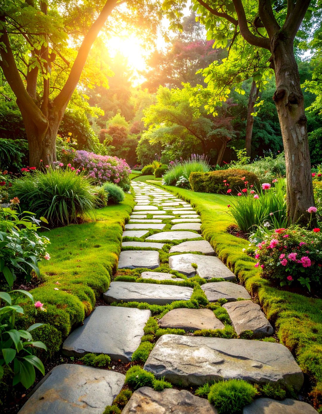 Flagstone Garden Path with Moss Joints - 20 Garden Path Ideas