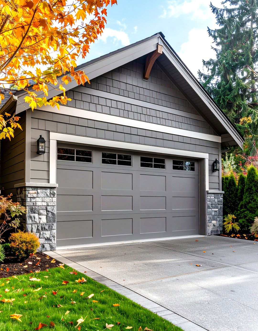 Flagstone Gray Garage Door Contrast - 20 Garage Door Paint Ideas