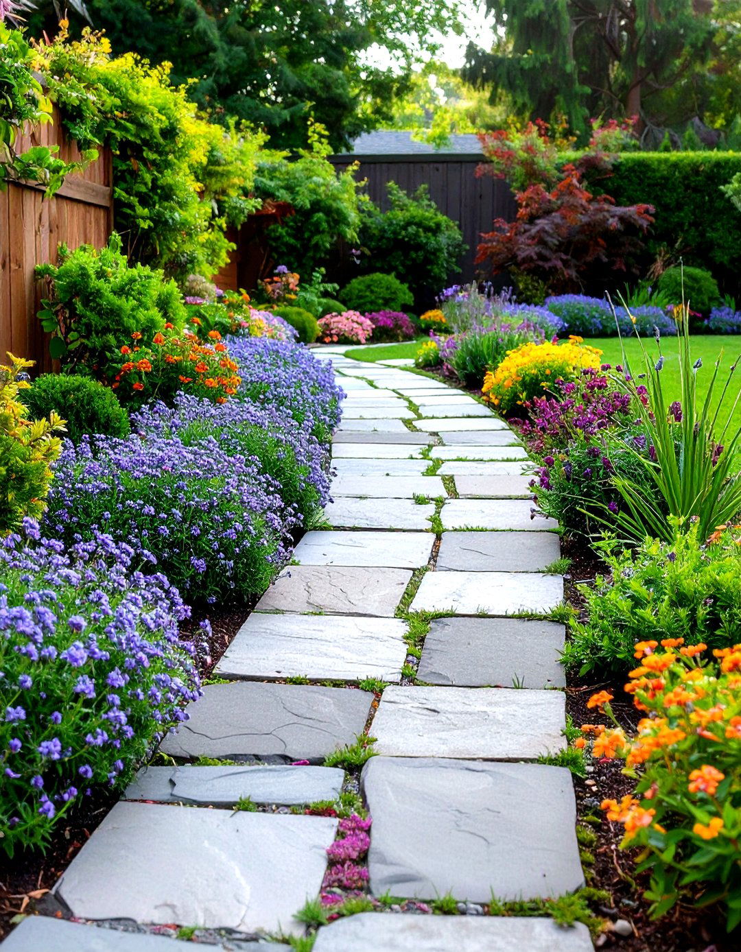 Flagstone Pathway Flower Bed Islands - 20 Front Yard Texas Flower Bed Ideas