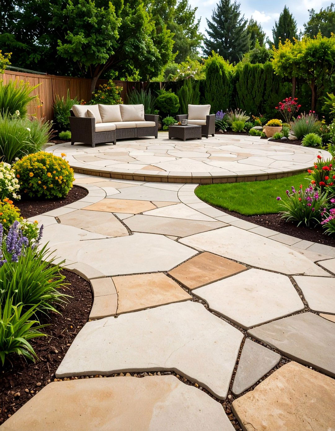Flagstone Pattern - 20 Stamped Concrete Patio Ideas