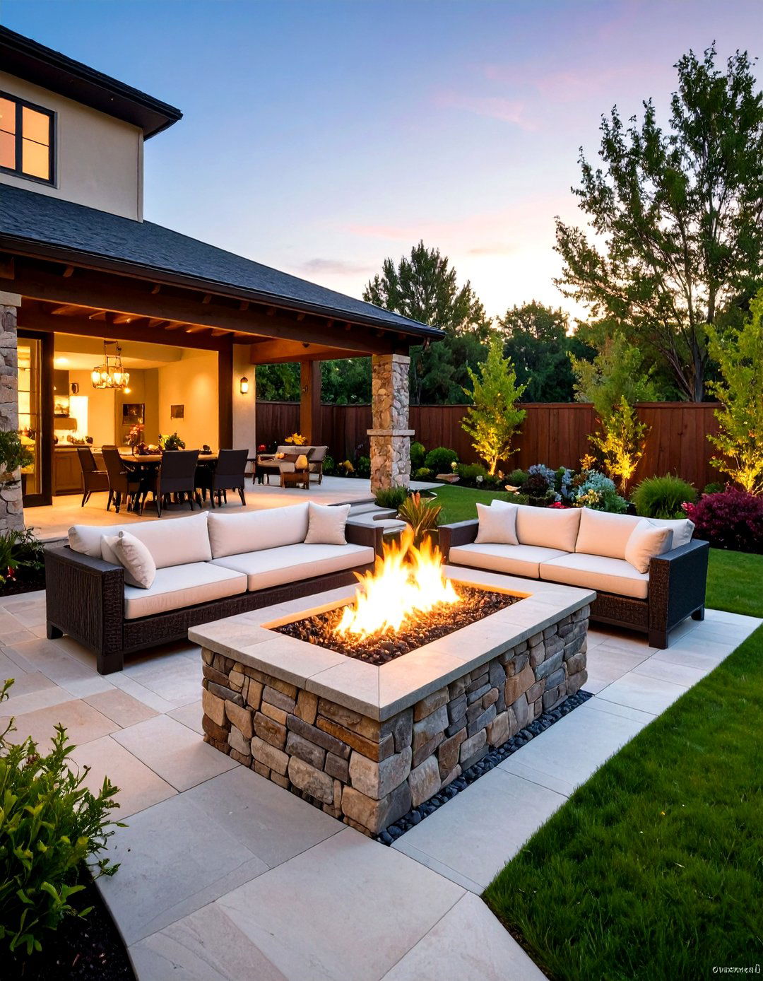 Flagstone Rock Fire Pit Patio Design - 20 Rock Fire Pit Ideas