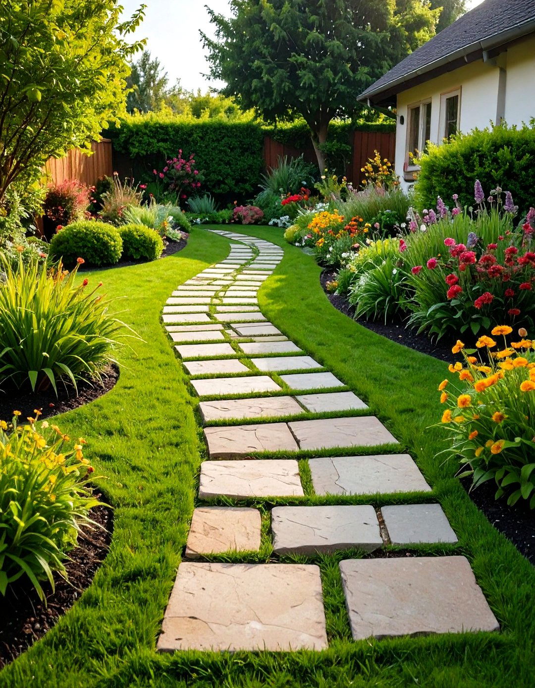 Flagstone Stepping Stone Path - 20 Stone Walkway Ideas