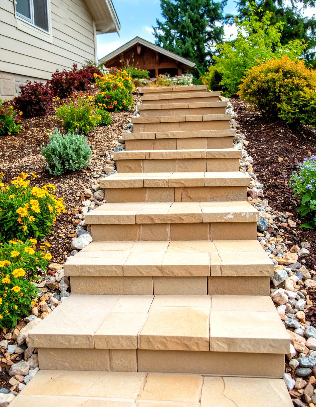 Flagstone Steps for Taming a Steep Slope - 20 Flagstone Steps