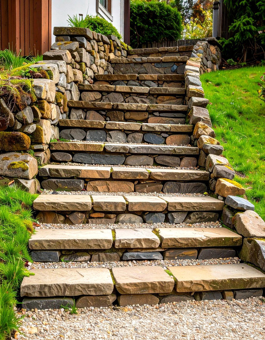 Flagstone Steps - 20 Sloped Walkway Ideas