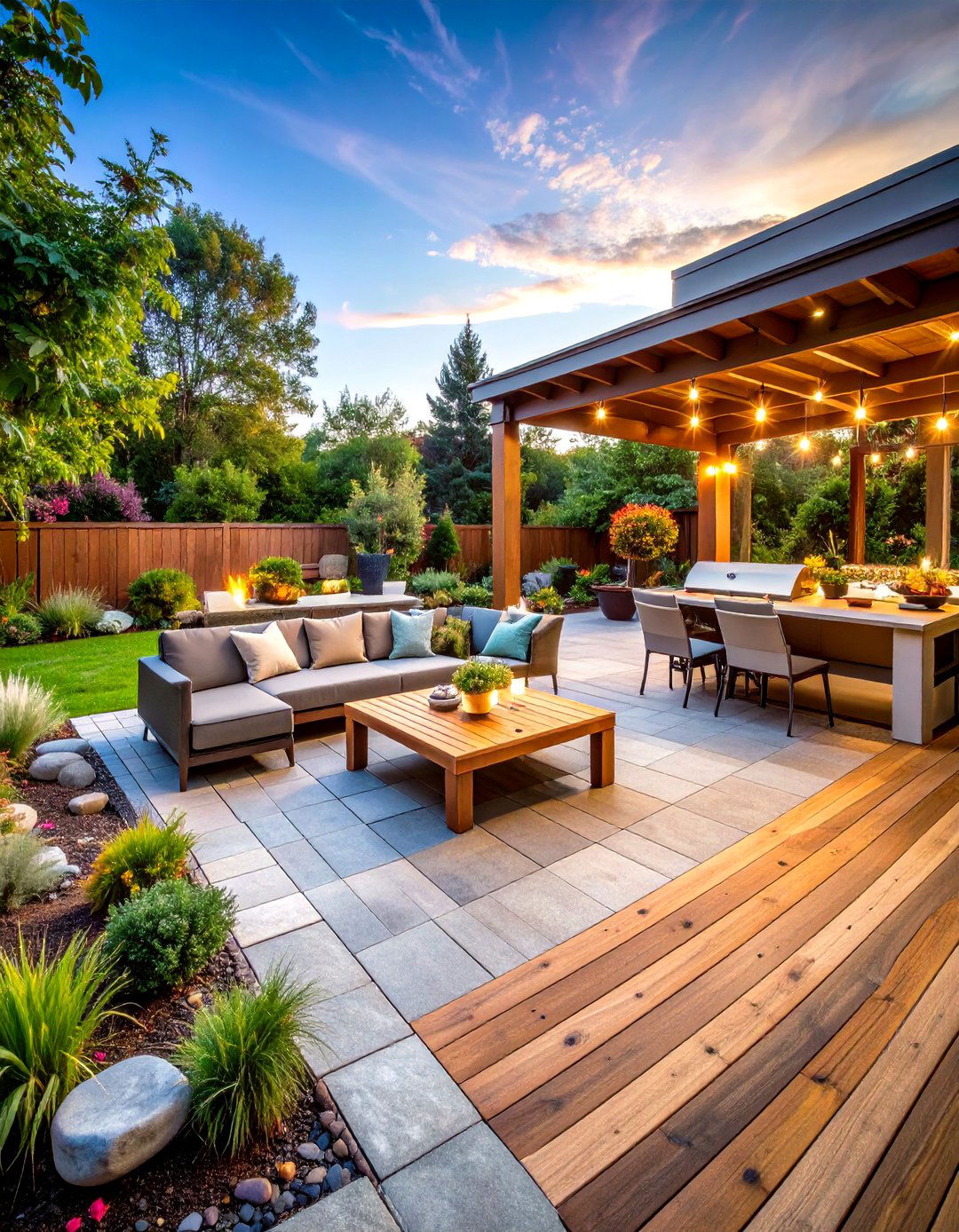 Flagstone and Wood Deck Combo for Seamless IndoorOutdoor Flow - 20 Flagstone Patio Ideas