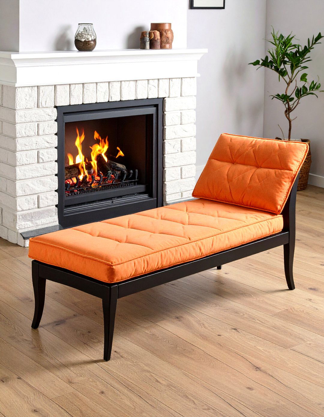 Flame Retardant Cushioned Fireplace Bench for Family Safety - 20 Fireplace Bench Ideas