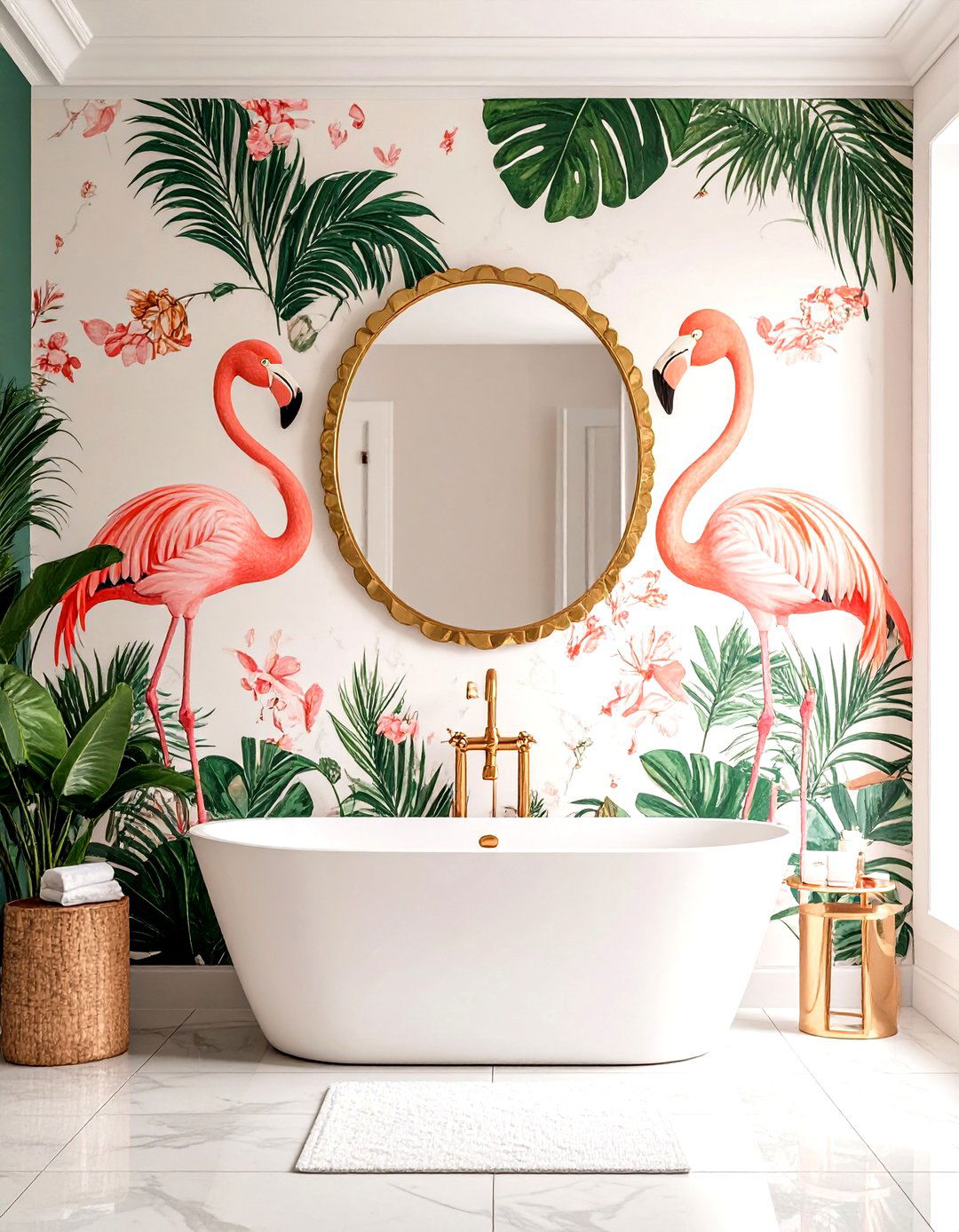 Flamingo Wallpaper Bathroom Statement - 20 Quirky Bathroom Ideas