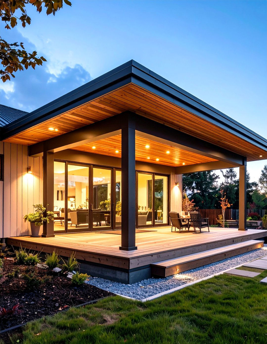 Flat Metal Roof Porch with Minimalist Design - 20 Metal Roof Porch Design Ideas