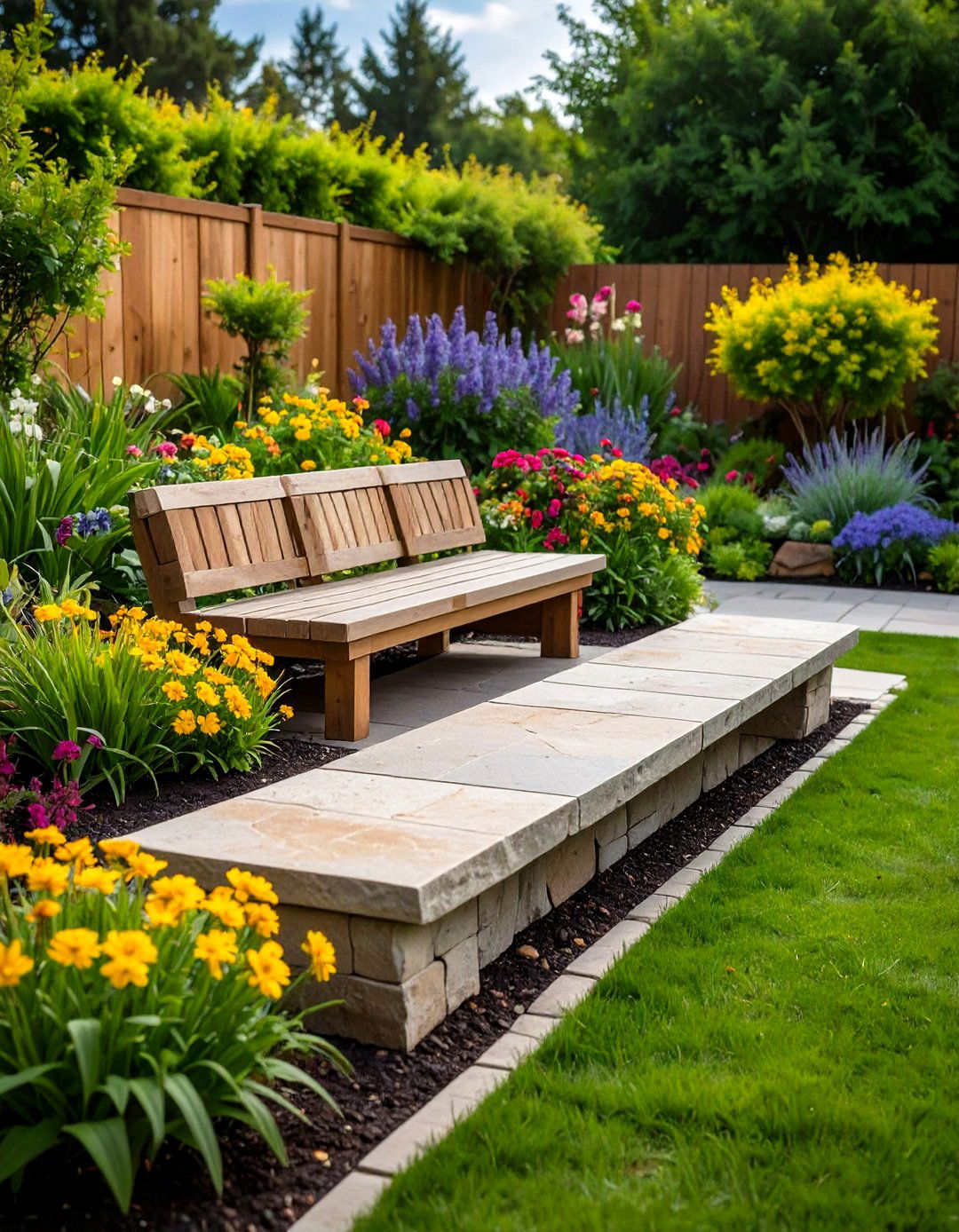 Flat Stone Seating - 20 Stone Garden Ideas