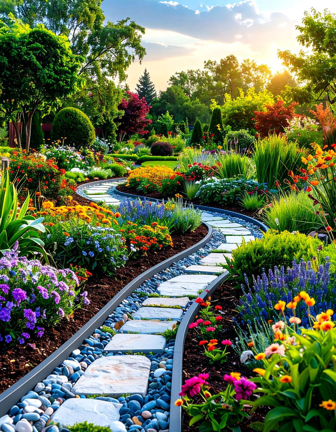 Flexible Resin Garden Edging with Organic Curves - 20 Modern Garden Edging Ideas