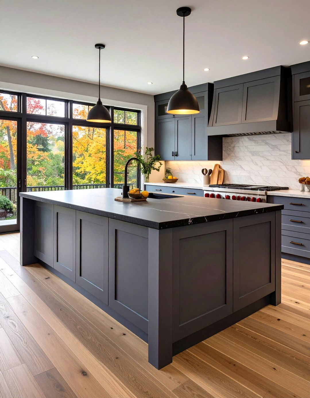 Flip the Script With a Two Tone Waterfall Island - 20 Gray and Black Kitchen Ideas