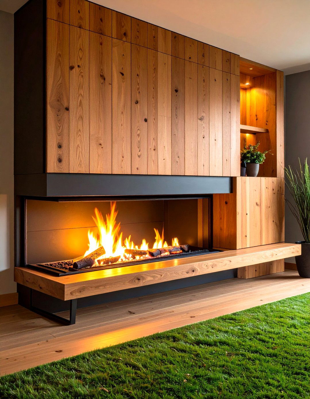 Floating Bench Hearth - 20 Fireplace Wall Ideas