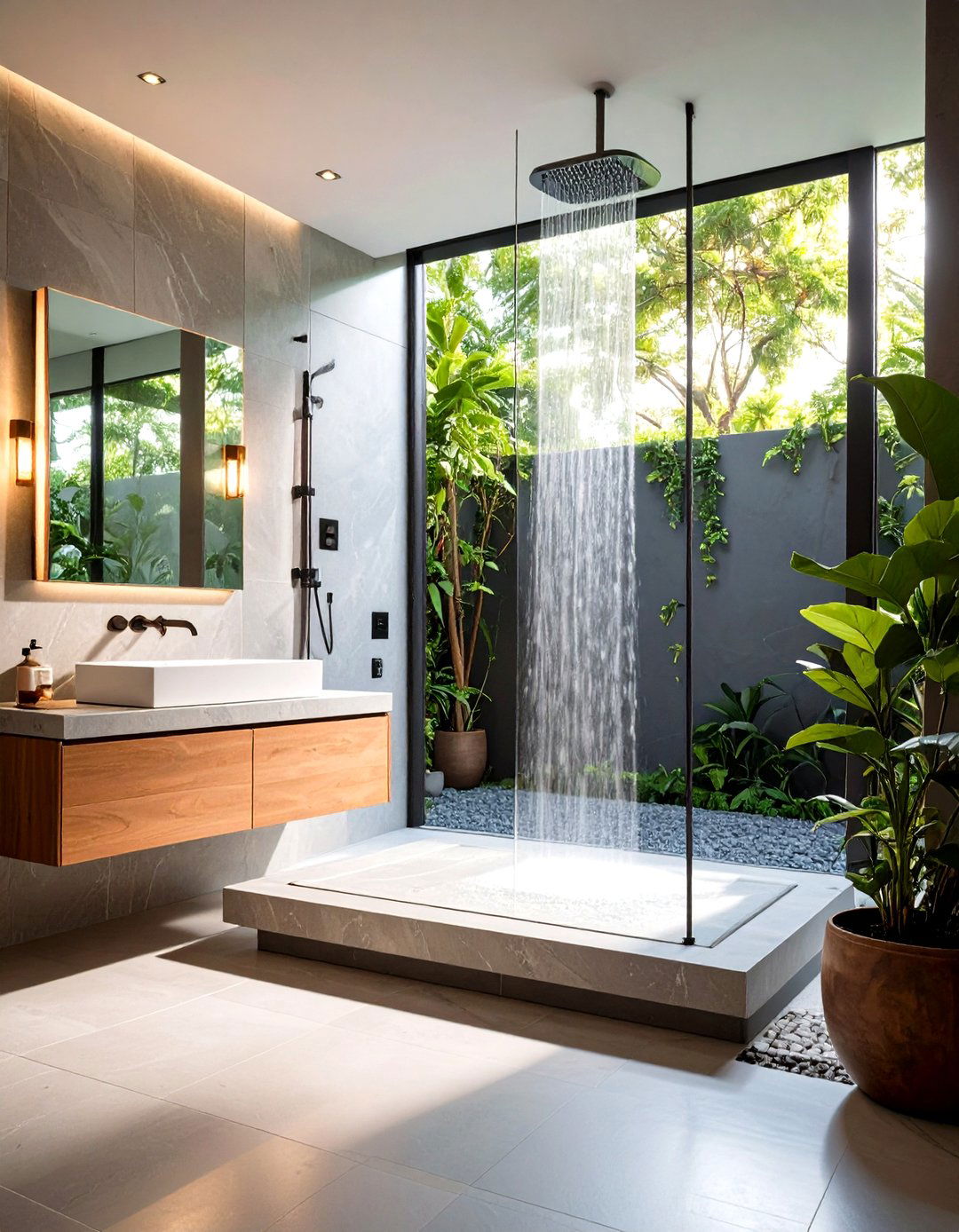 Floating Bench - 20 Walk in Shower Ideas With Bench