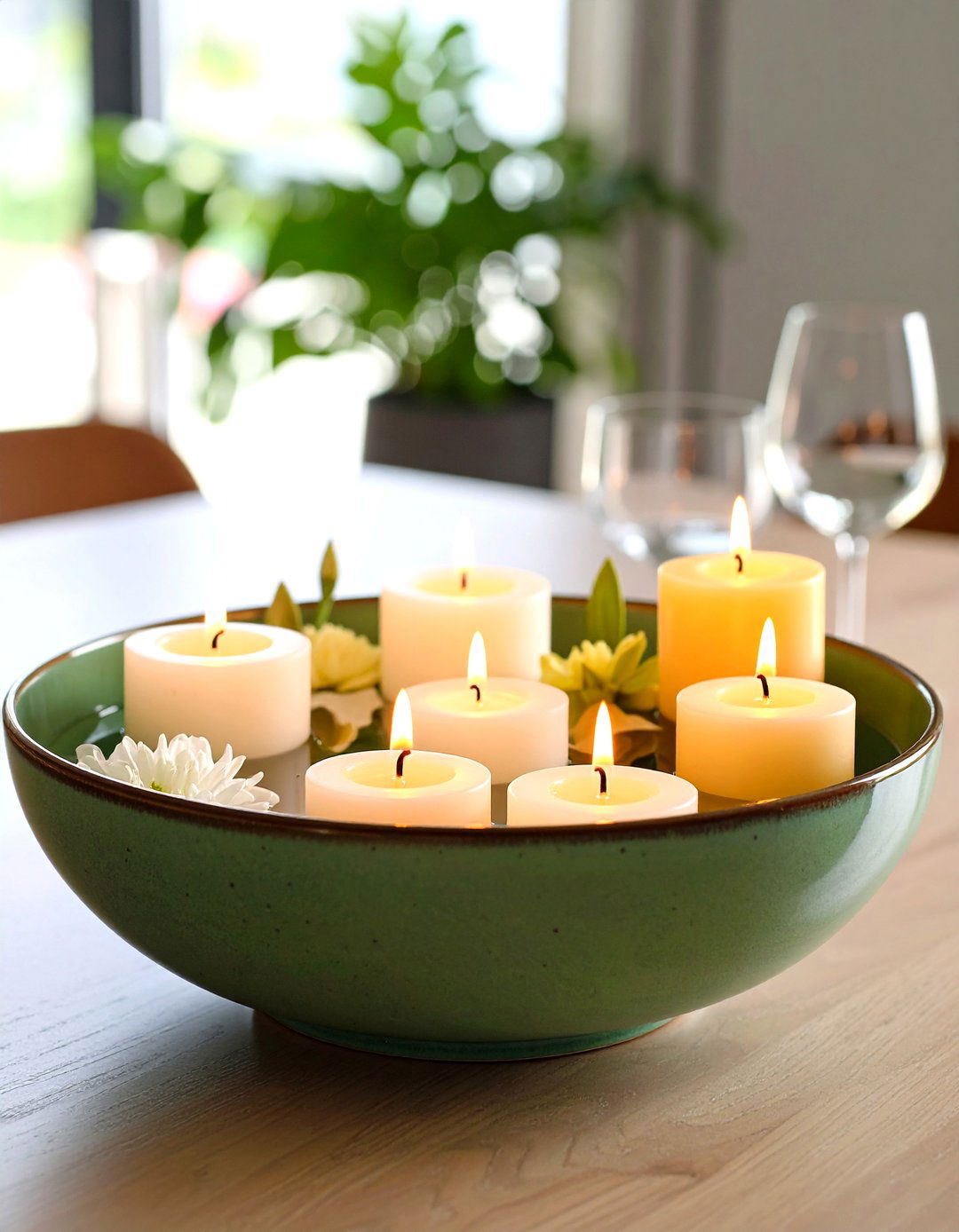 Floating Candle Bowl Serenity - 20 Dining Table Centerpiece Ideas