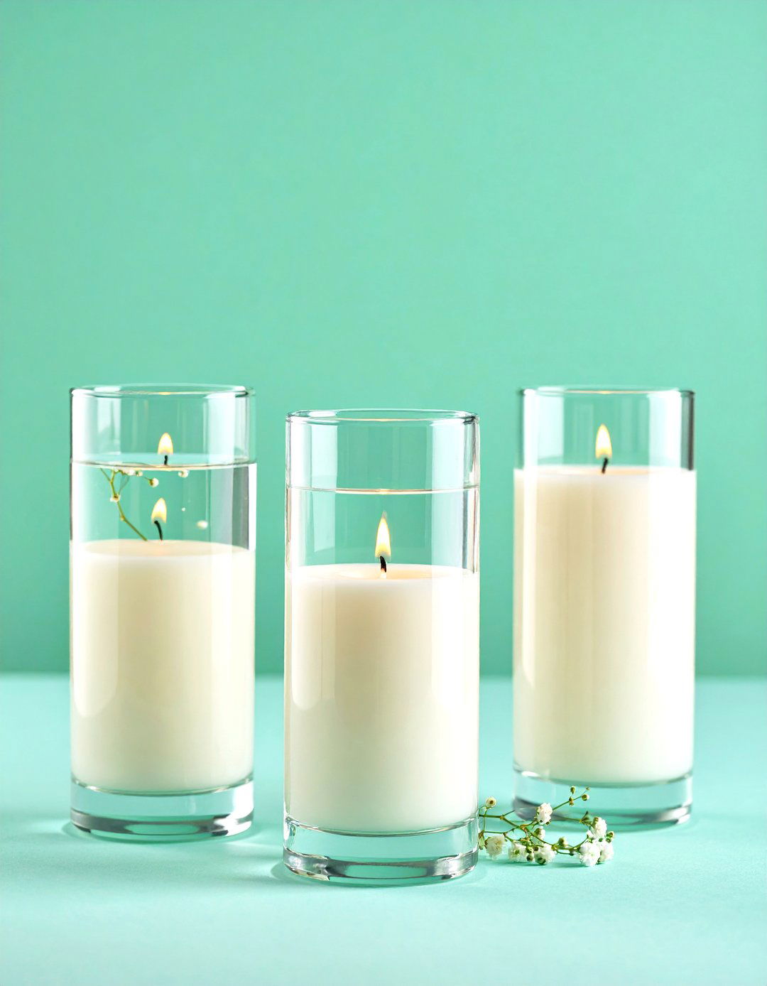 Floating Candle Cylinders for Soft Romance - 20 Floating Wedding Centerpiece Ideas