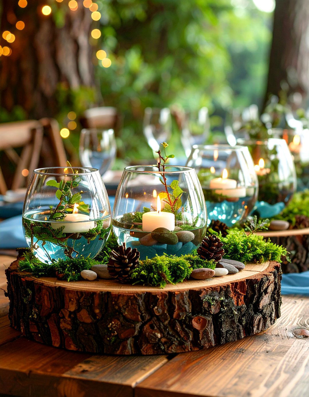 Floating Candle Rustic Wedding Centerpieces with Branch Accents - 20 Rustic Wedding Centerpieces