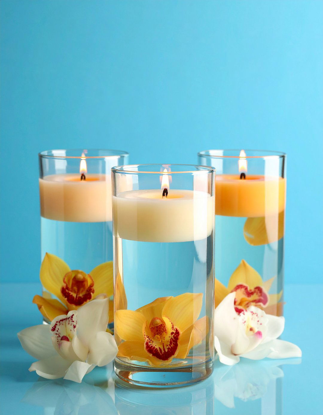 Floating Candle and Orchid Flower Centerpiece - 20 Flower Centerpiece Ideas