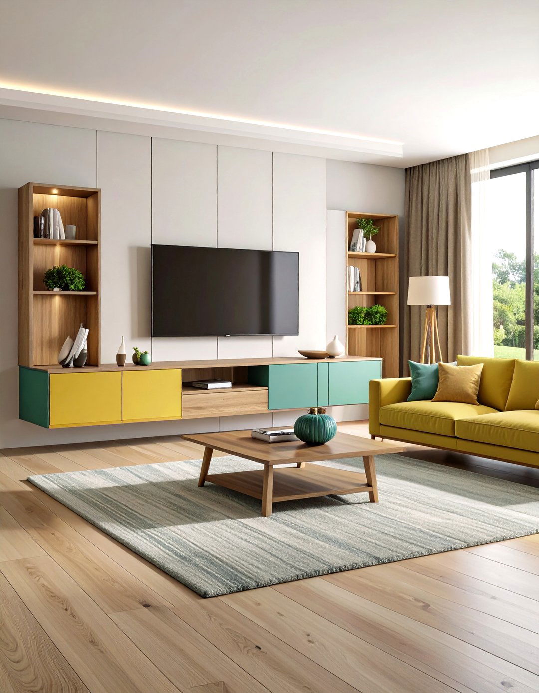 Floating Console Media Wall - 20 Media Wall Ideas