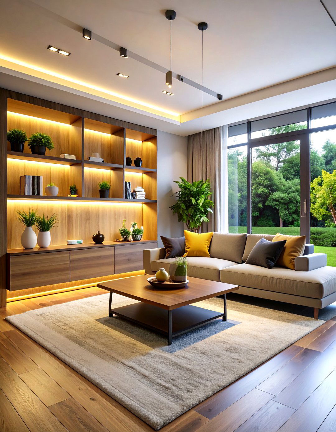 Floating Console with LED Lighting - 20 Tv Stand Ideas
