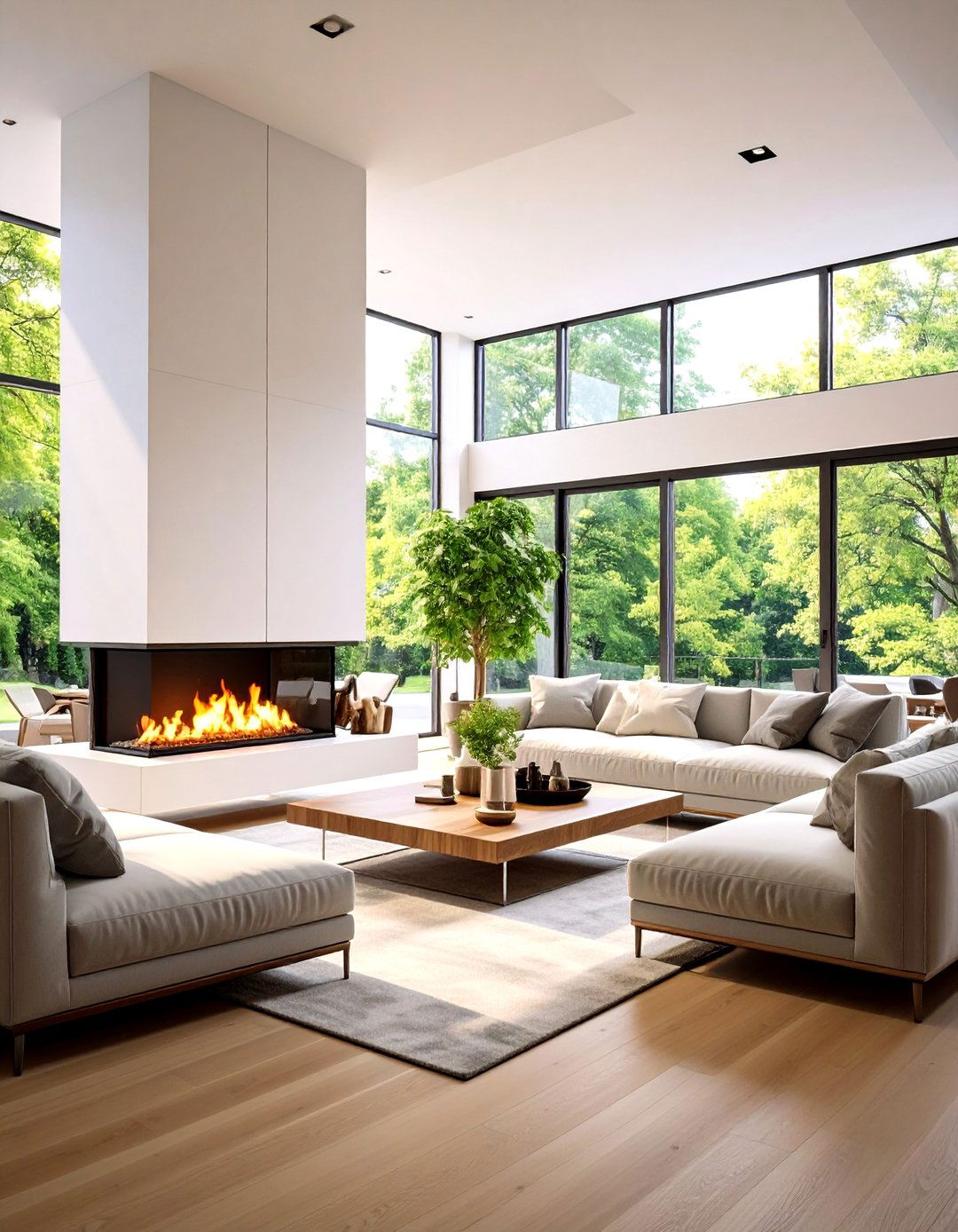 Floating Corner Fireplace for Contemporary Minimalism - 20 Corner Fireplace Ideas