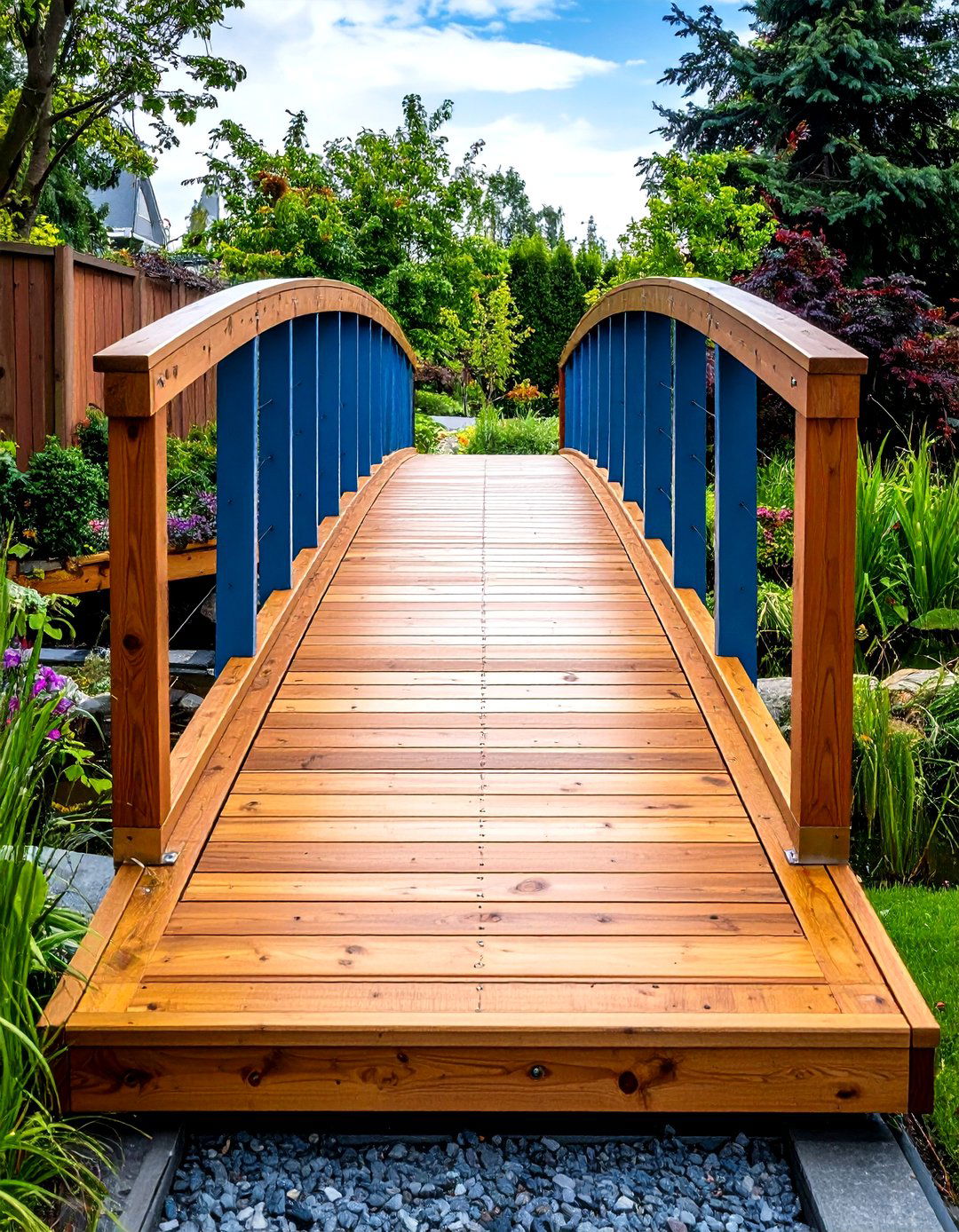 Floating Deck Style Garden Bridge - 20 Garden Bridge Ideas