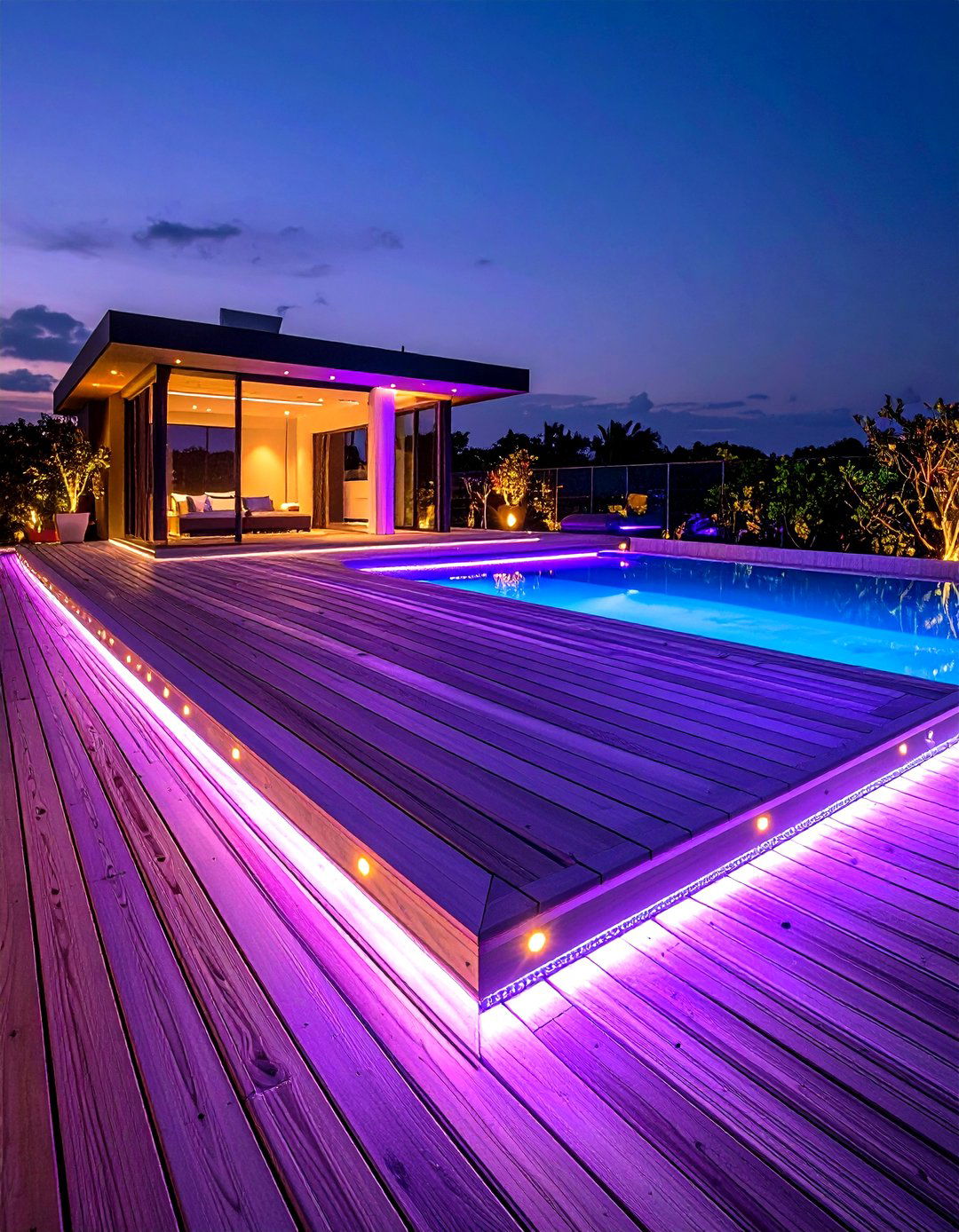 Floating Deck With Recessed Lighting Channels - 20 Floating Deck Ideas