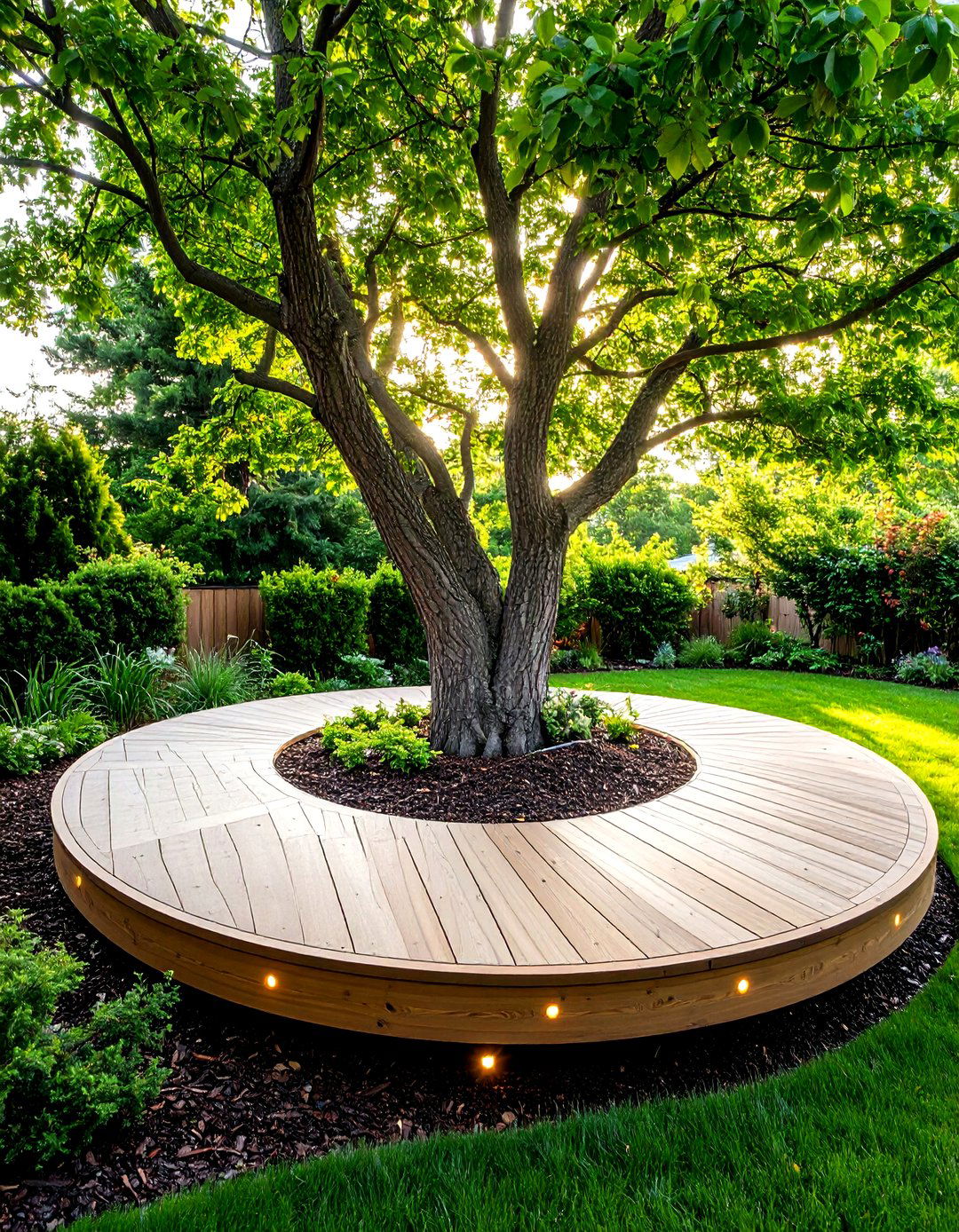 Floating Deck Wrapped Around a Mature Tree - 20 Floating Deck Ideas