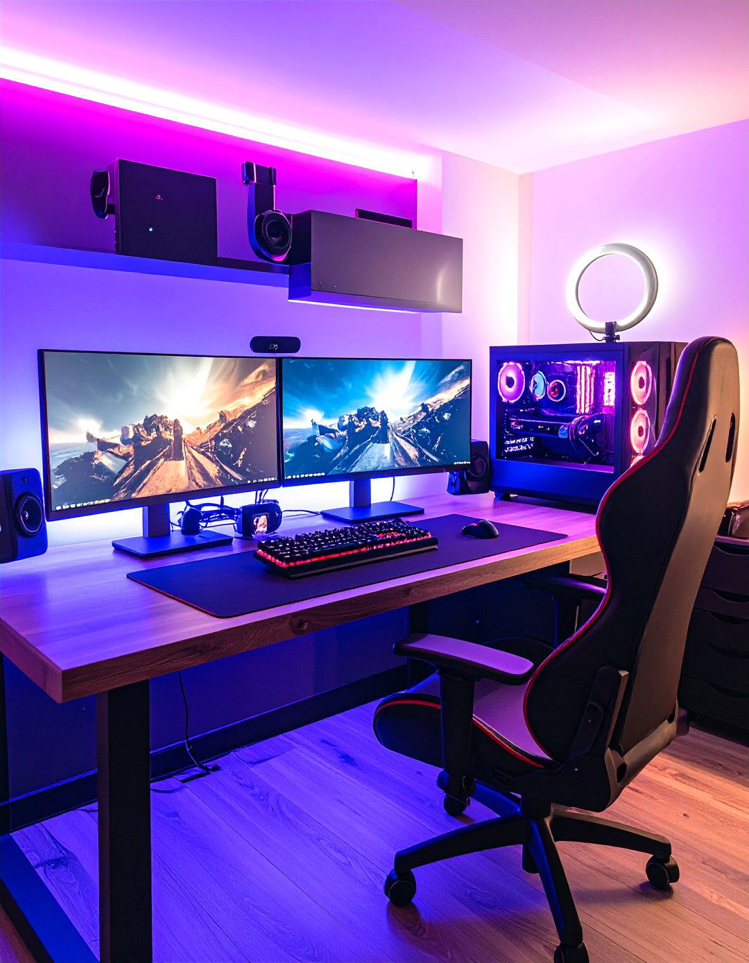 Floating Desk Streaming Station Elevates Garage Game Room Tech - 20 Garage Game Room Ideas