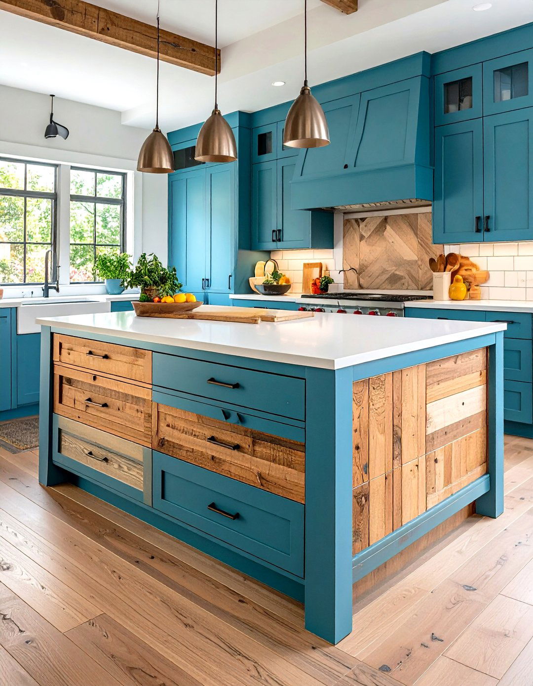 Floating Drawer Fronts on Shiplap - 20 Shiplap Kitchen Island Ideas