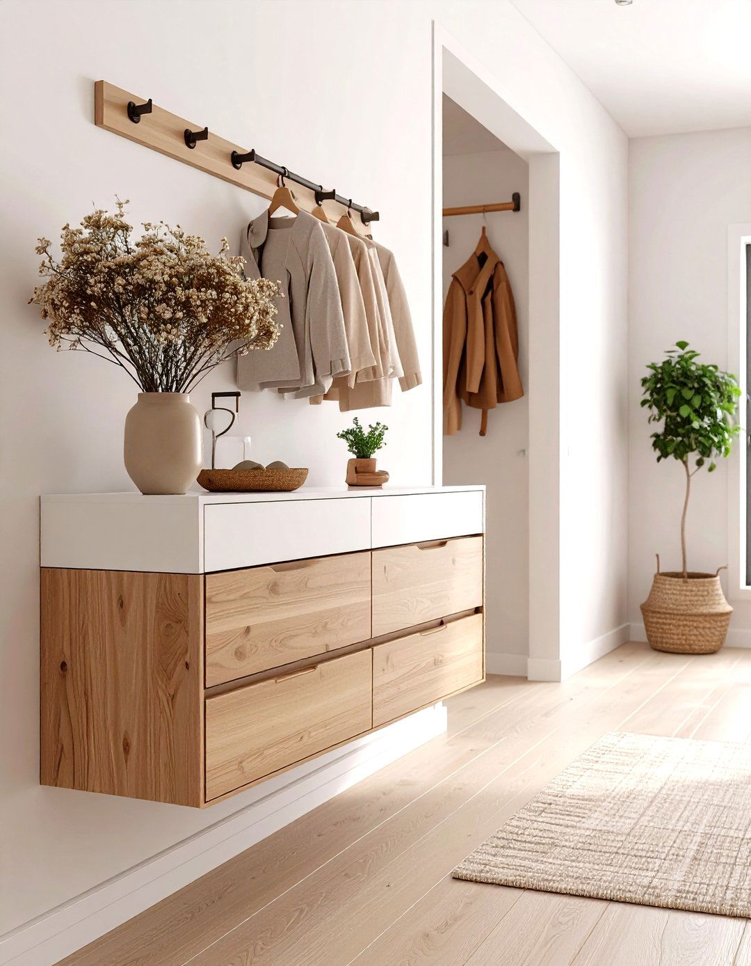 Floating Drawer Ledge for Hallway Keys and Mail - 20 Hallway Storage Ideas