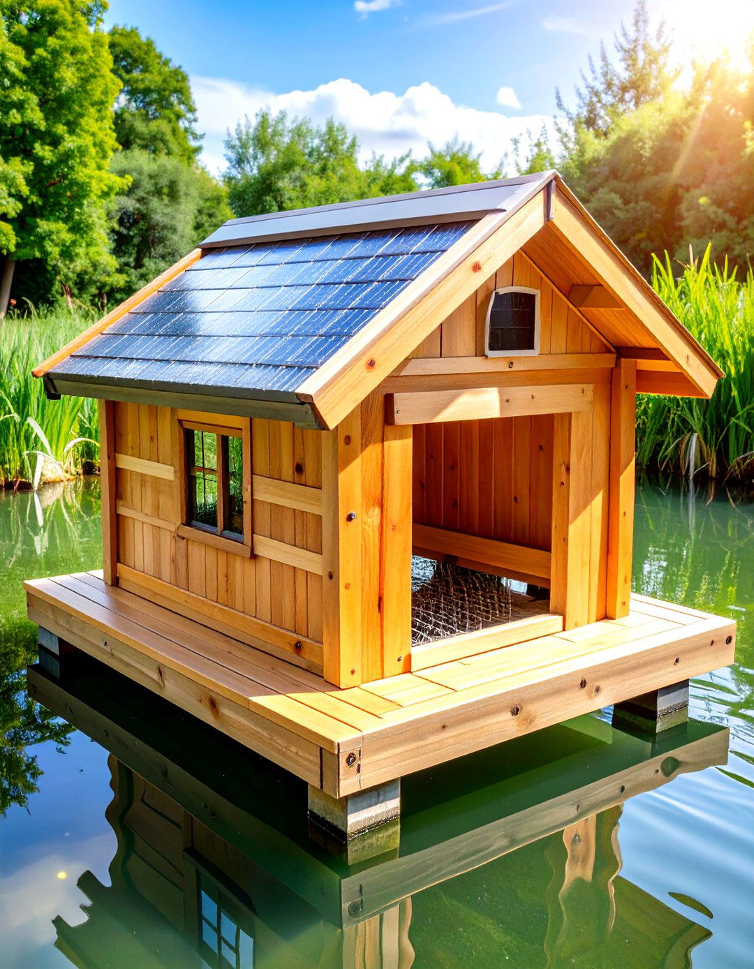 Floating Duck Pond House with Predator Deterrent - 20 Duck Pond Ideas
