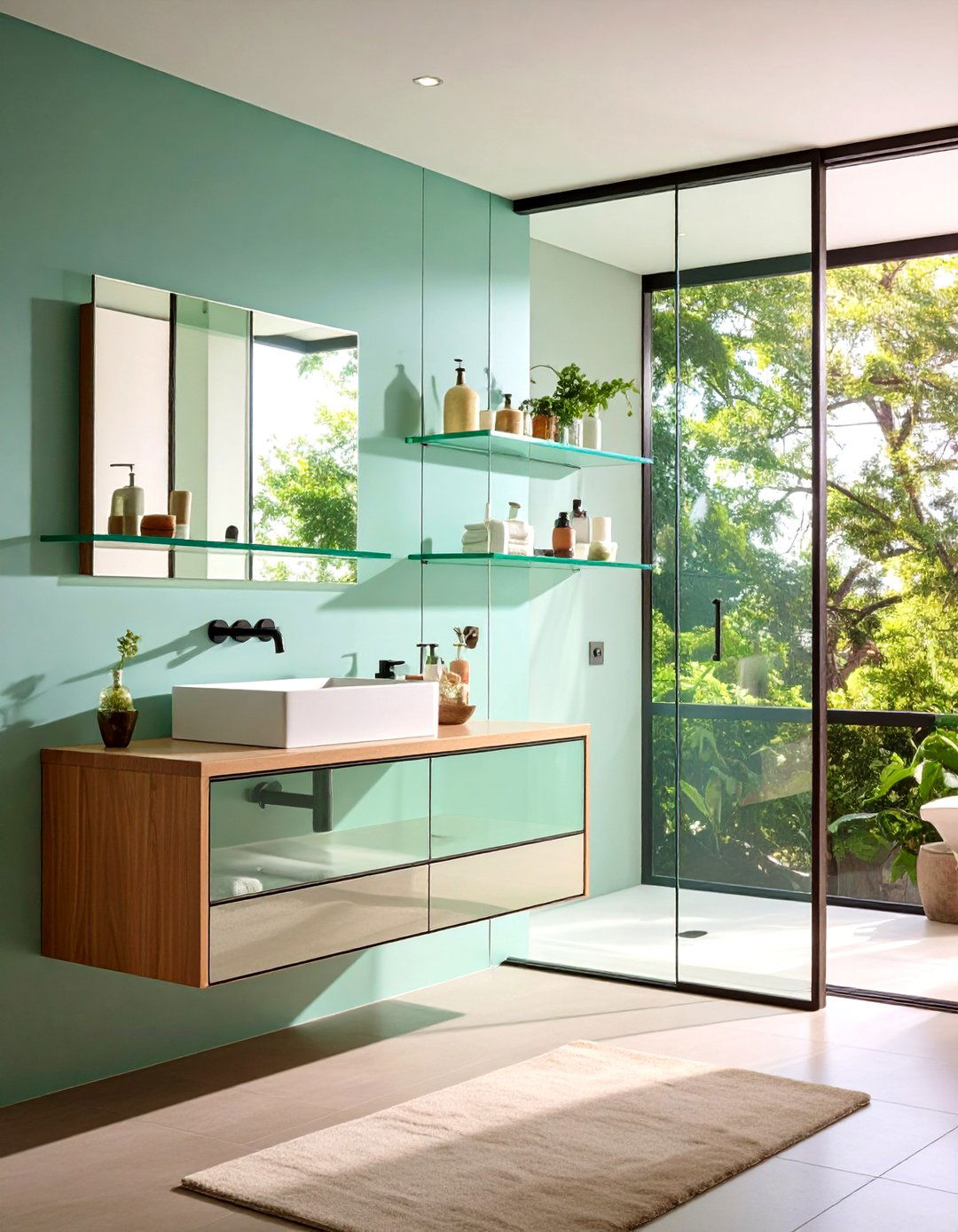 Floating Glass Shelf Niche - 20 Shower Niche Ideas