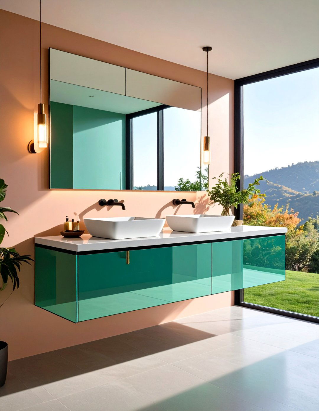 Floating Glass Vanity - 20 Small Bathroom Vanity Ideas