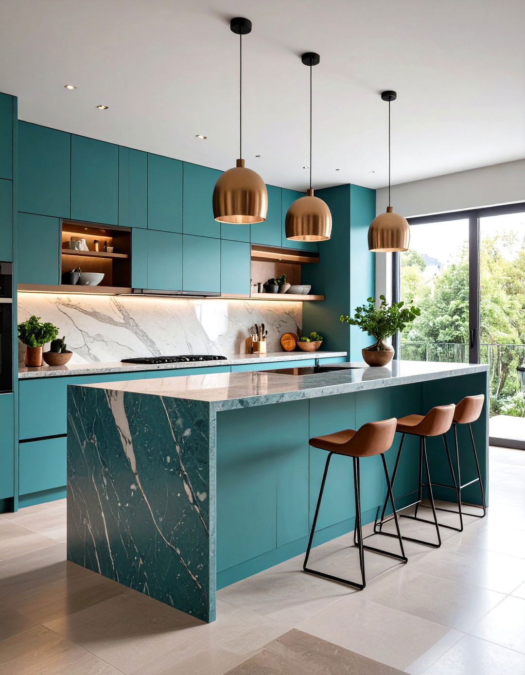 Floating Granite Shelves Tie the Look Together - 20 Granite Kitchen Countertop Ideas