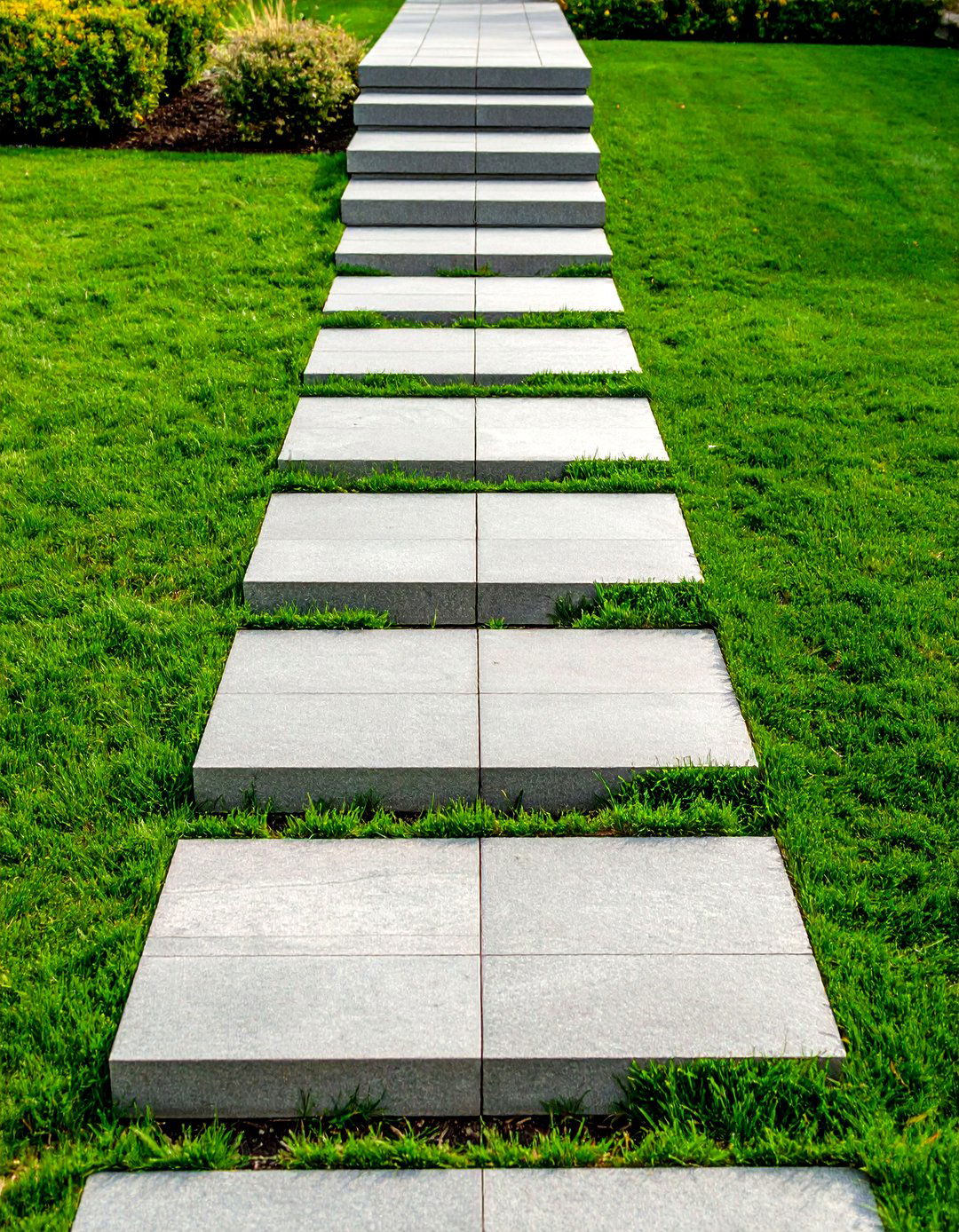 Floating Granite Steppers Across Lawn - 20 Granite Walkway Ideas