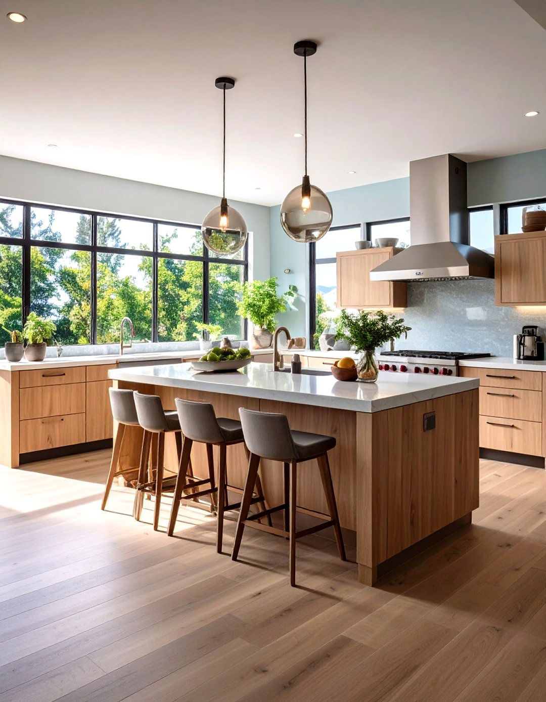 Floating Illusion Using Cantilevers - 20 Double Island Kitchen Ideas