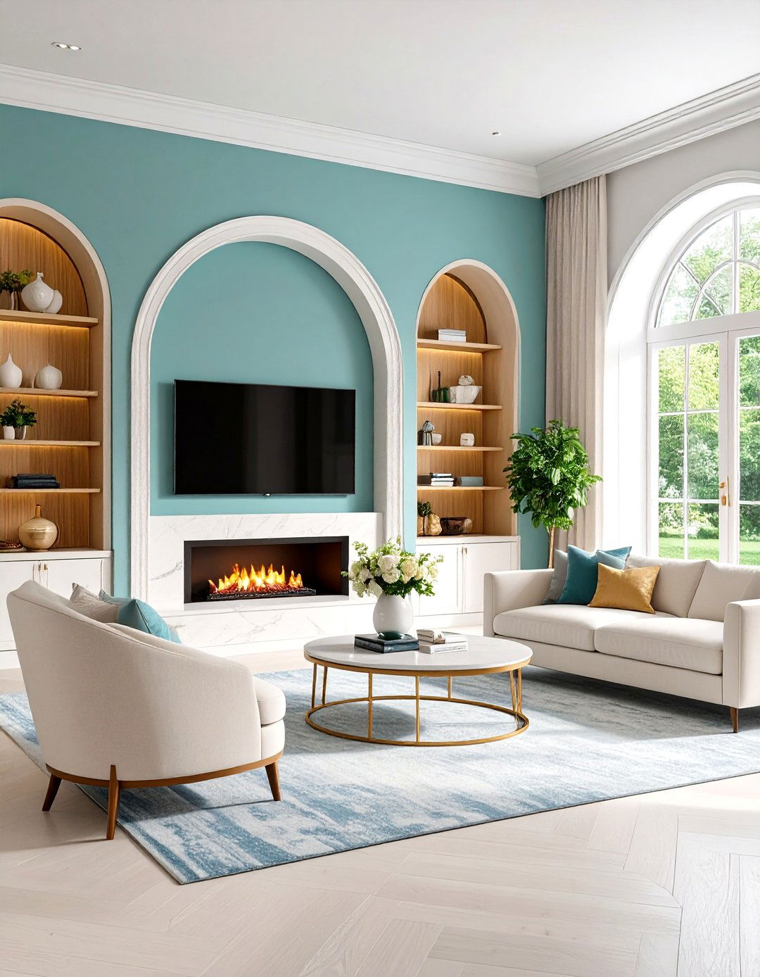 Floating Linear Fireplace with Suspended Design Elements - 20 Linear Fireplace Ideas With Tv Above