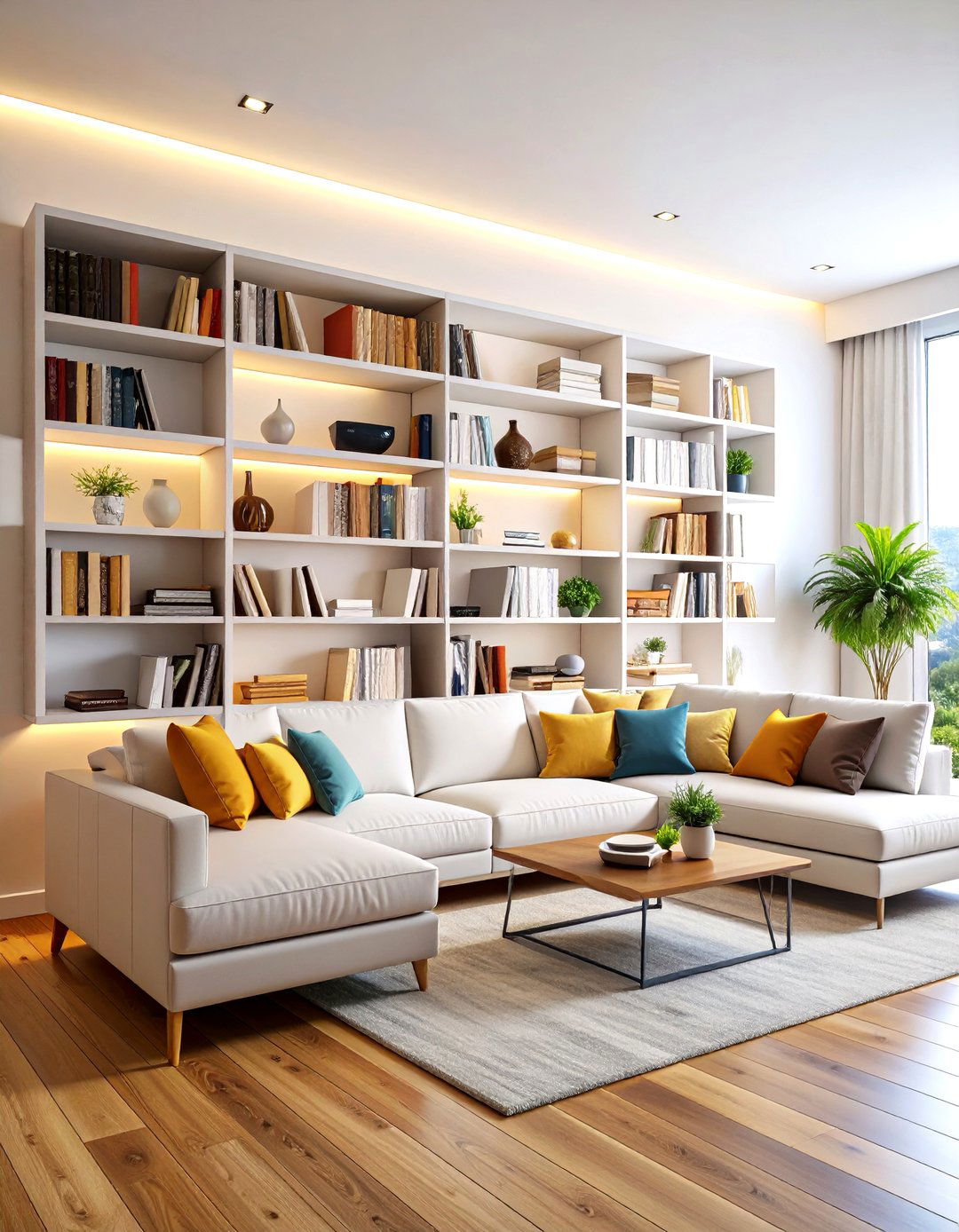 Floating Living Room Bookshelf Gallery Wall - 20 Living Room Bookshelf Ideas