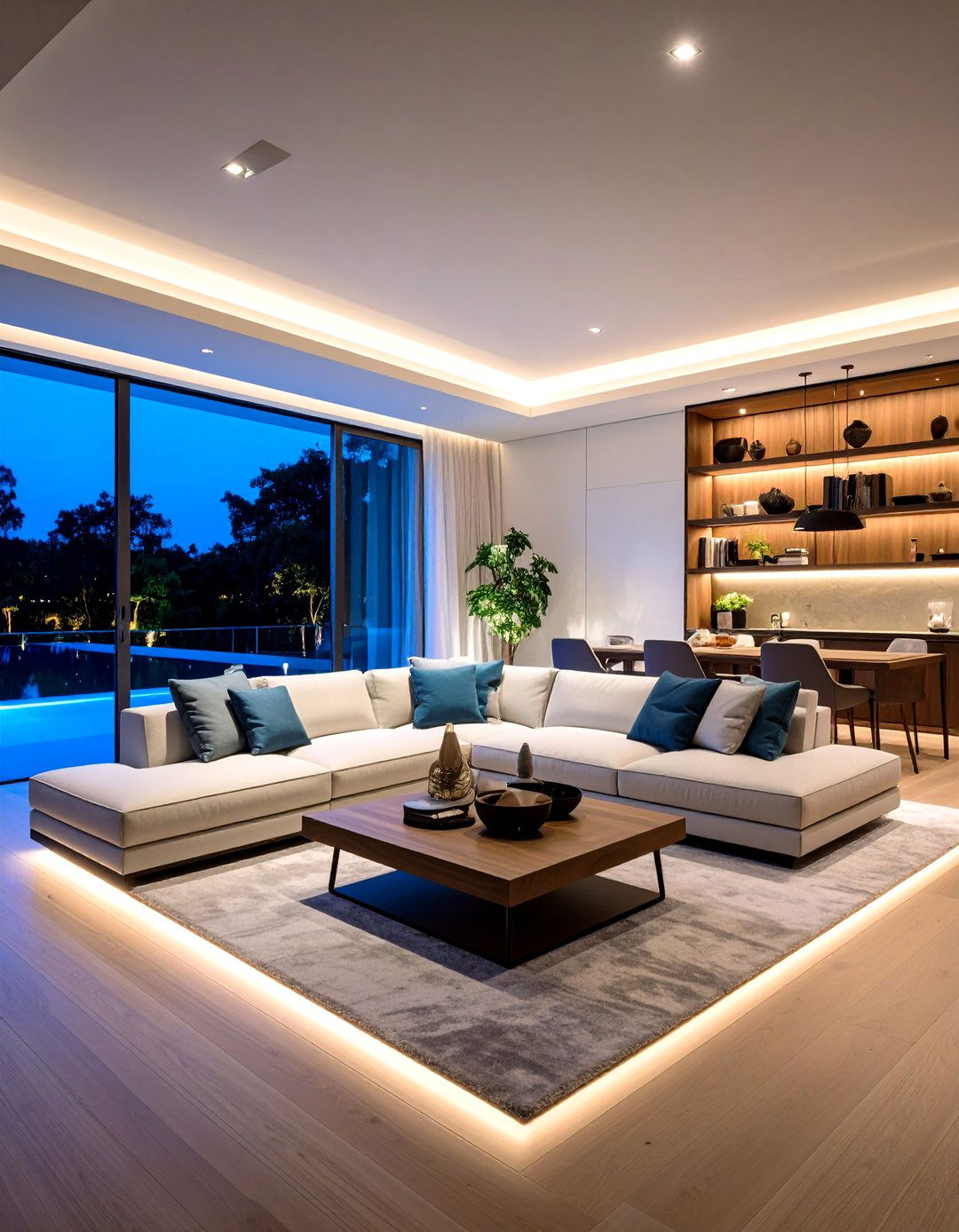 Floating Living Room Shelf Lighting Integration - 20 Living Room Shelf Ideas